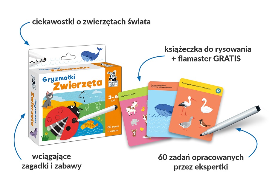 Zwierzęta. Gryzmołki - 60 zagadek dla dzieci w wieku 3-6 lat